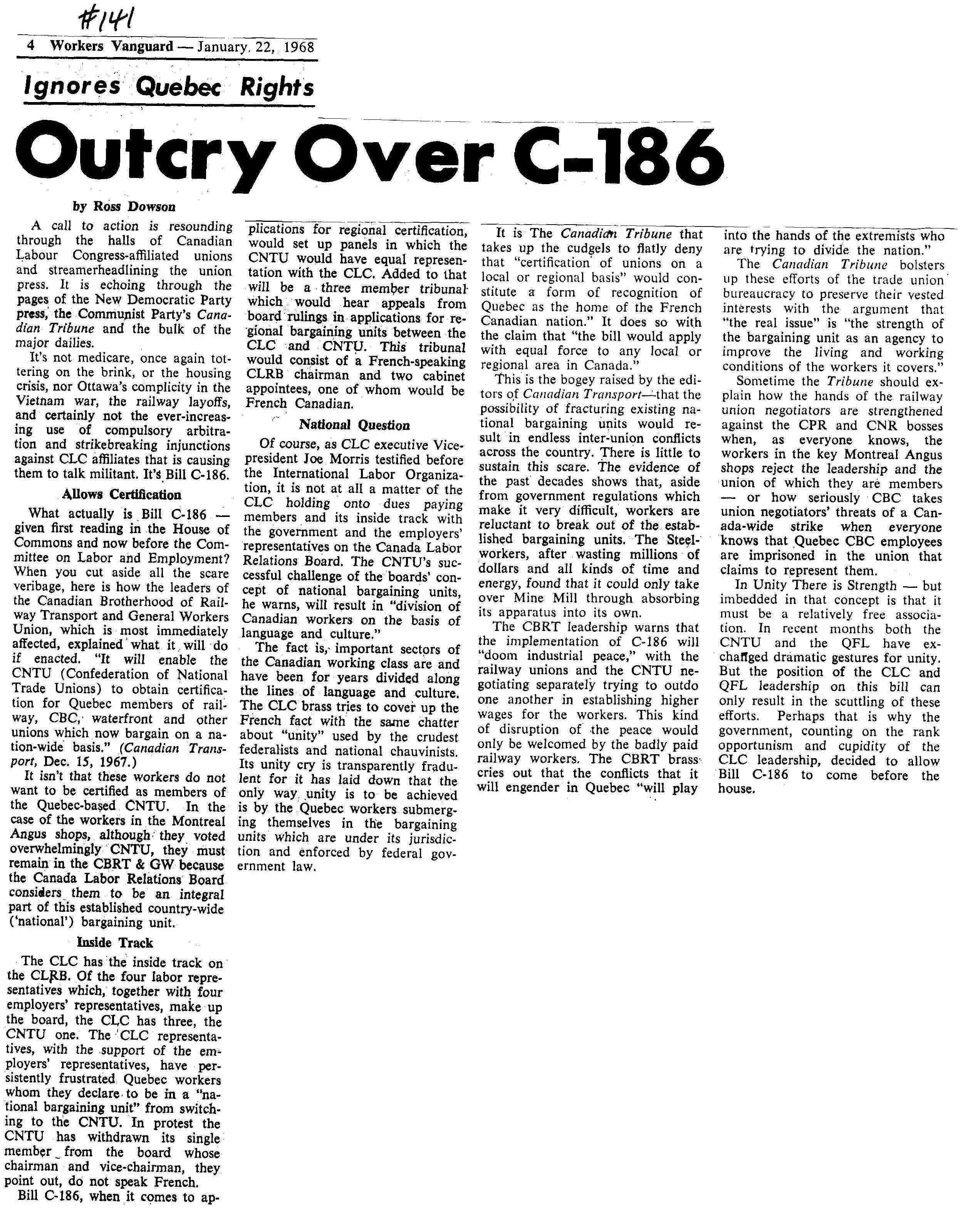 January 22nd, 1968 WV#141