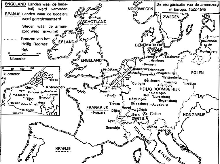 Armenzorg in Europa, cartografisch