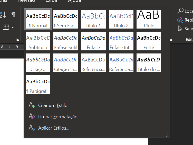 Captura de tela do Microsoft Word