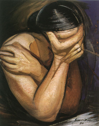 Angústia(A Mãe do Artista). Painted by David Alfaro Siqueiros. Vinilete sobre eucatex, 94 x 76 cm. 