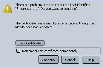 Remember the certificate dialog -- checkbox filled