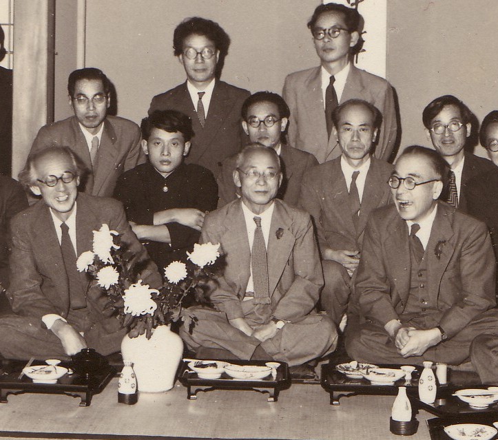 Photo of Kuruma's 60th birthday party. Kozo Uno seated in front row on right.