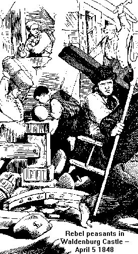 rebel peasants in Waldenburg Castle, 5 April 1848