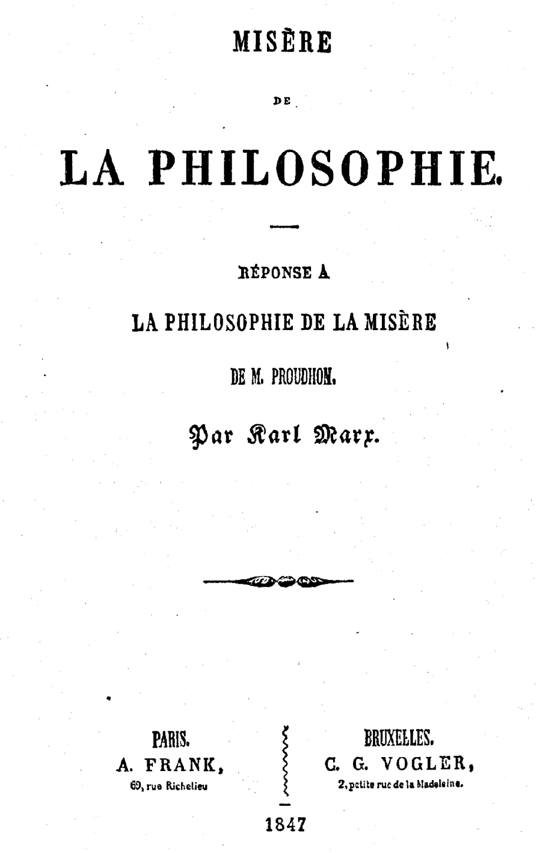 Obálka prvního vydání „Bídy filosofie“