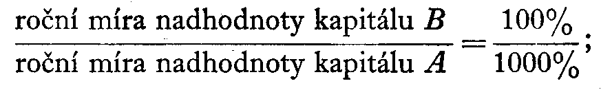 roční míra nadhodnoty B/roční míra nadhodnoty A