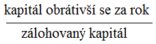 kapitál obrátivší se za rok /zálohovaný kapitál