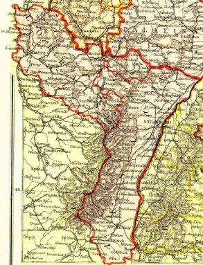 The German territory of Alsace Lorrane in 1882