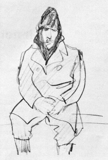 Man with hat sitting