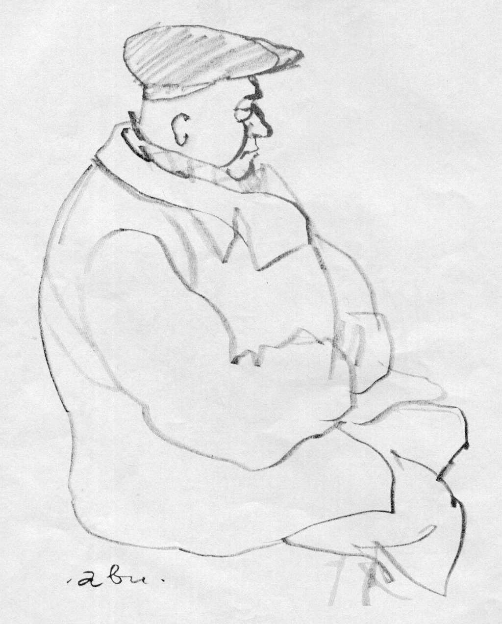 Man with cap sitting 