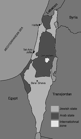 The Borders adopted by the United Nations in 1947 for the partition of Palestine.