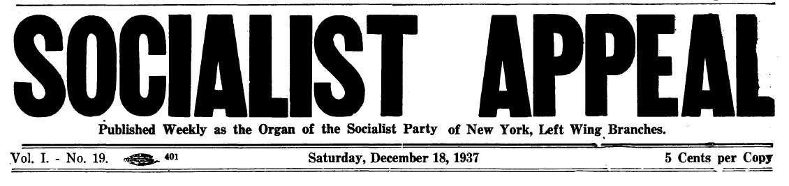 SOCIALIST APPEAL Masthead