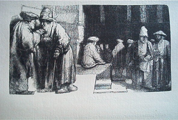Jews in the Synagogue, by Antoine Alphee Piaud, Paris 1837