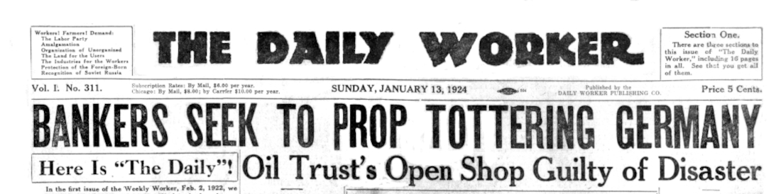 1924 Daily Worker banner