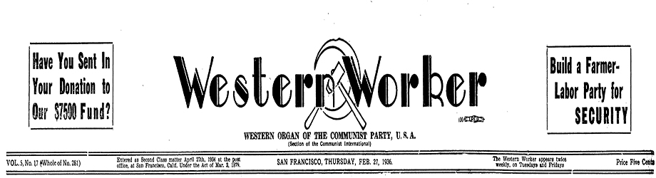 Western Worker Masthead for 1936