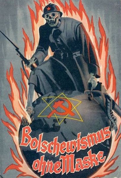Propaganda nazista contra a ameaça da dominação mundial judaico-bolchevique.