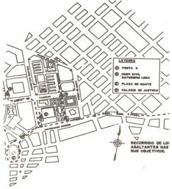 mapa assalto ao quaartel Moncada