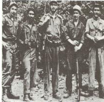 Com Raúl, Almeida, Ramiro Valdés e Ciro Redondo durante os anos da guerra nas montanhas orientais.
