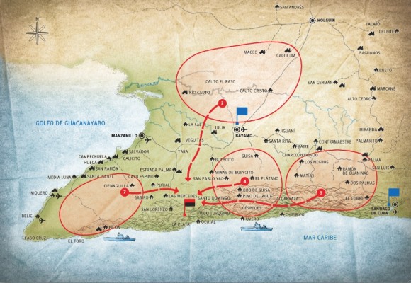 Mapa do reagrupamento estratégico do Exército Rebelde