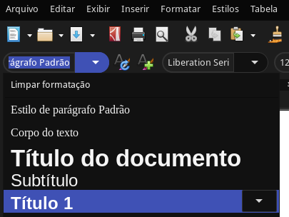 Captura de tela do LibreOffice Writer