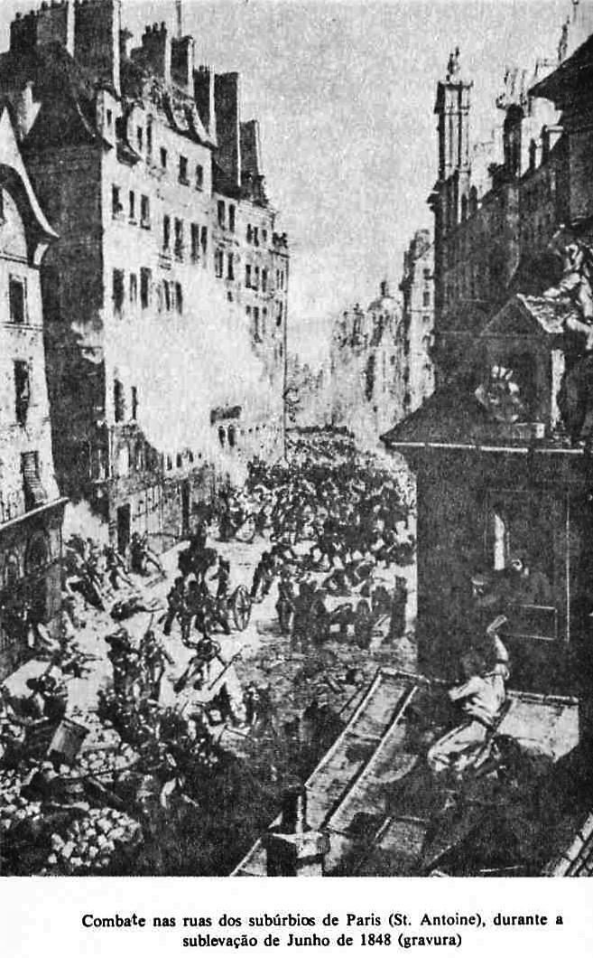 Combate nas ruas dos subúrbios de Paris (St. Antoine), durante a sublevação de Junho de 1848
