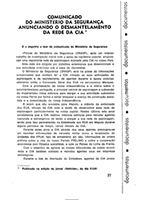 Comunicado do Ministério da Segurança anunciando o desmantelamento da rede da CIA