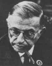 Jean-Paul Sartre - sketch taken from Hegel Made Easy of intellectual looking east european man in thick glasses