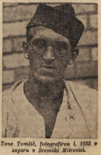 Slika: Tone Tomšič, fotografiran l. 1932 v zaporu v Sremski Mitrovici.