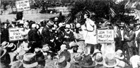 Belmore Park, Sydney on IWD, 1929 in support of the wives of striking timber workers. The speaker is Jean Thompson